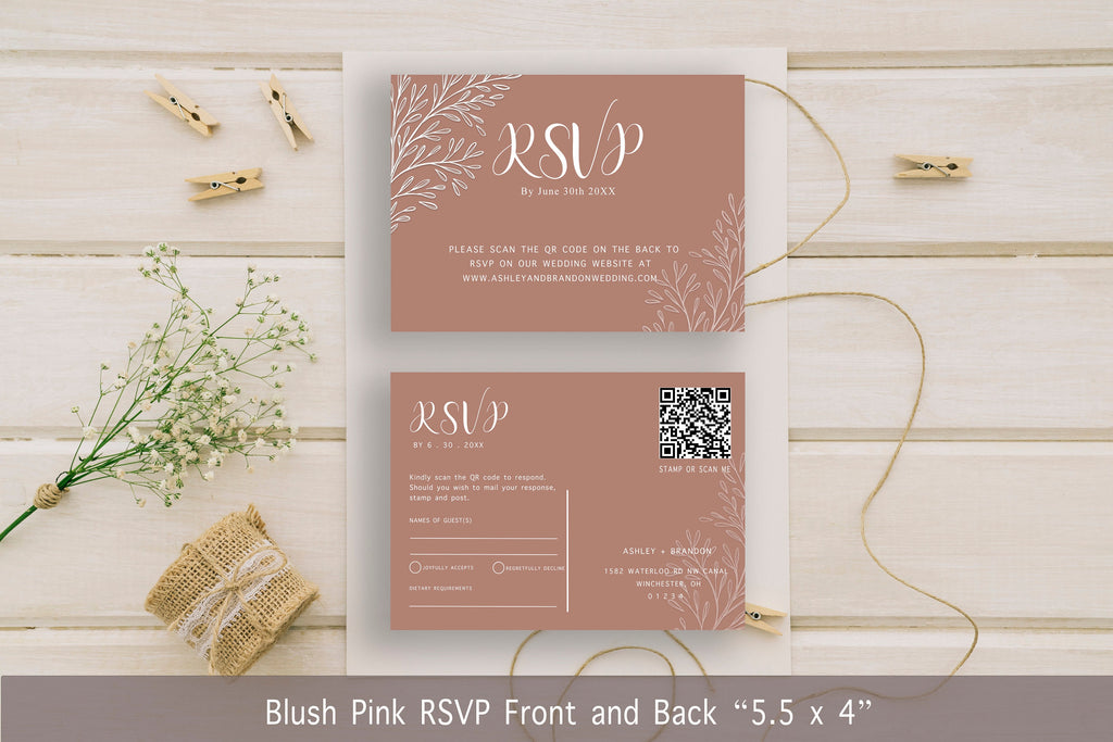 Blush Pink Wedding Invitation Suite (DIGITAL TEMPLATE ONLY)