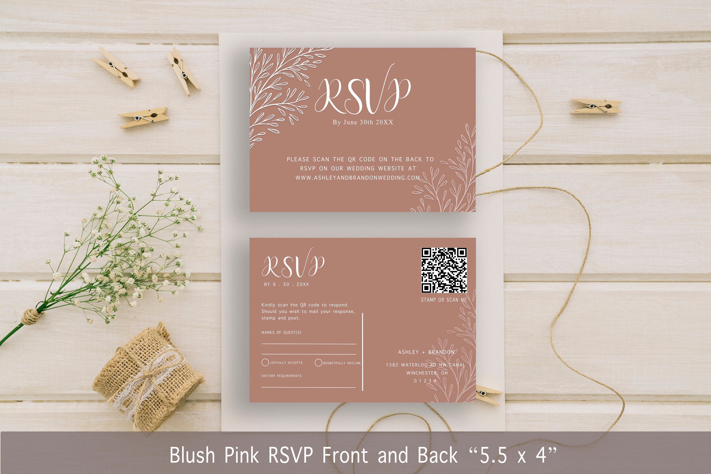 Blush Pink Wedding Invitation Suite (DIGITAL TEMPLATE ONLY)