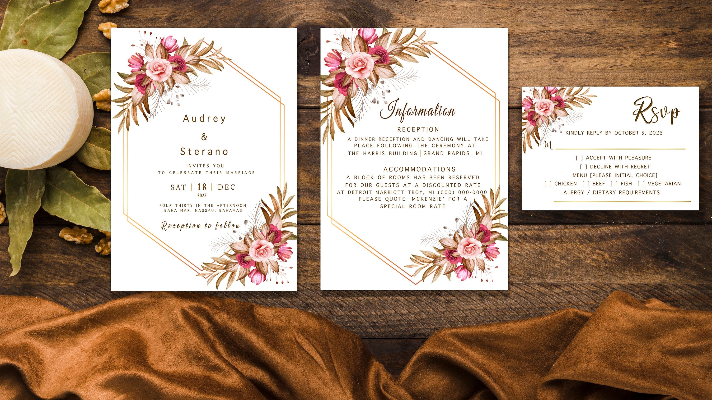 Elegant, Rustic Wedding Invitation (DIGITAL PRODUCT ONLY)