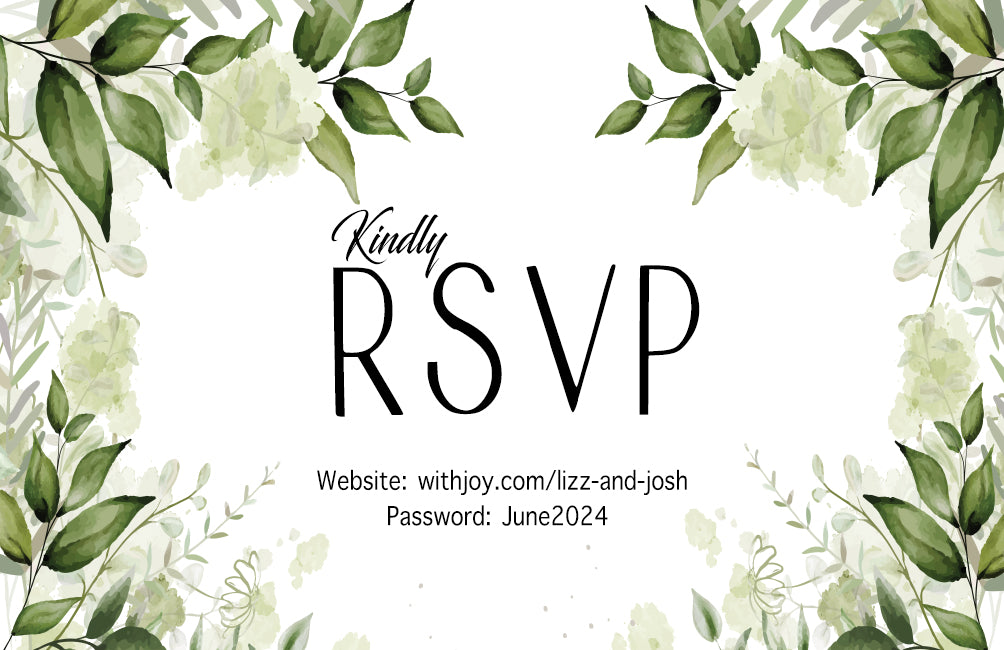 Green Botanical leaves, Watercolor Wedding Invitation Suite