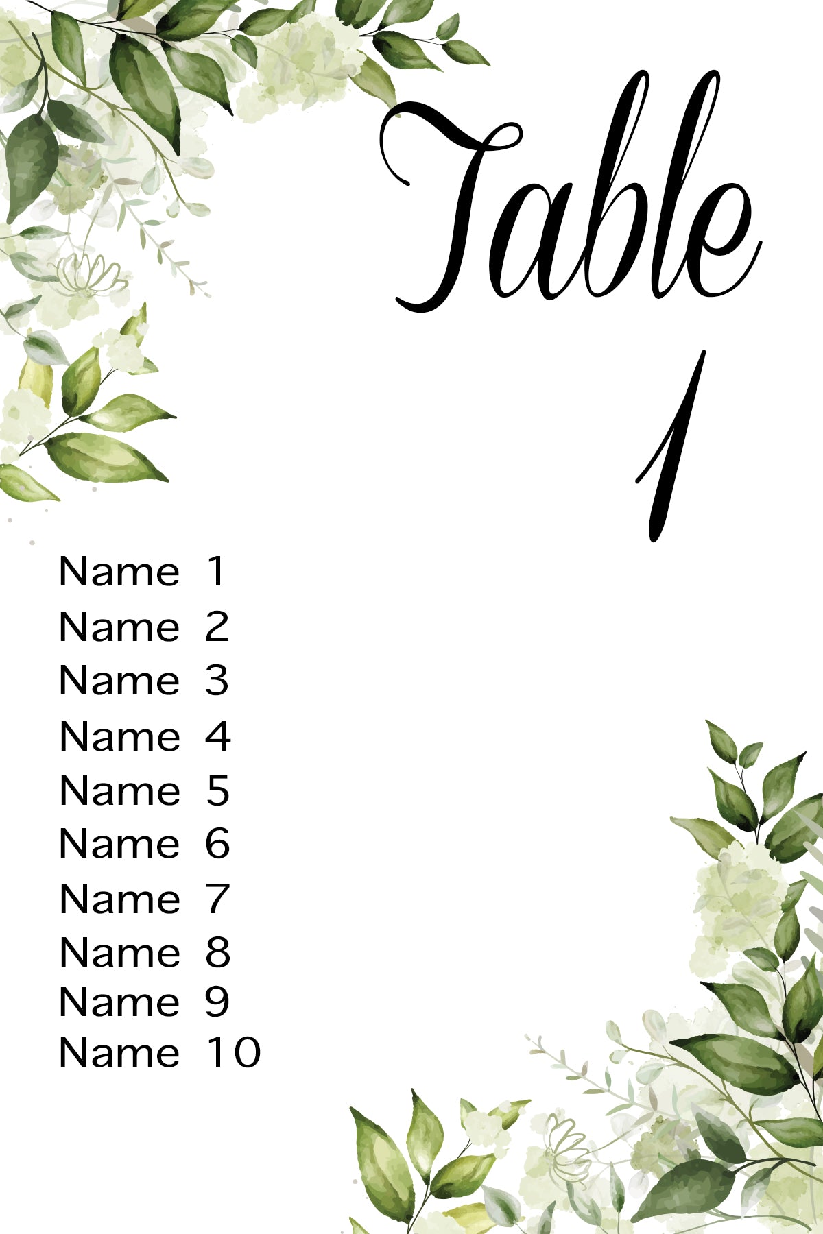 Green Botanical leaves, Watercolor Wedding Invitation Suite