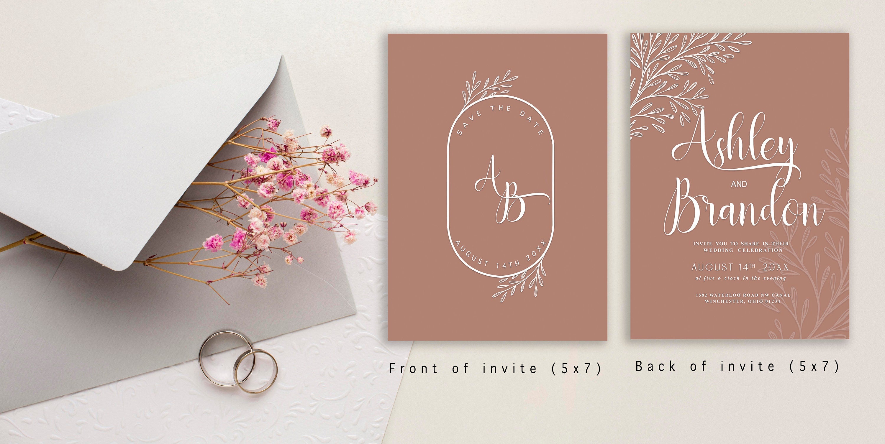 Blush Pink Wedding Invitation Suite (DIGITAL TEMPLATE ONLY)
